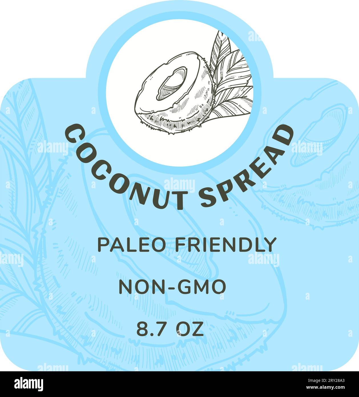 Coconut spread, paleo friendly healthy product Stock Vector