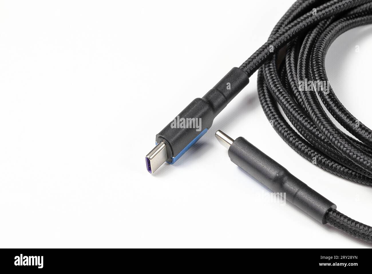 usb type c cable, isolate on white background Stock Photo