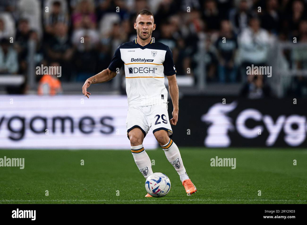 Alexis Blin of US Lecce in action during the Serie A football match between Juventus FC and US Lecce. Stock Photo