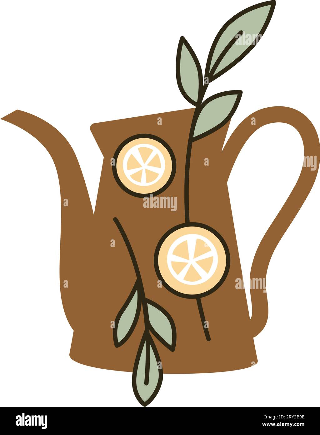 Organic and natural tea beverage in pot lemonade stock vector image