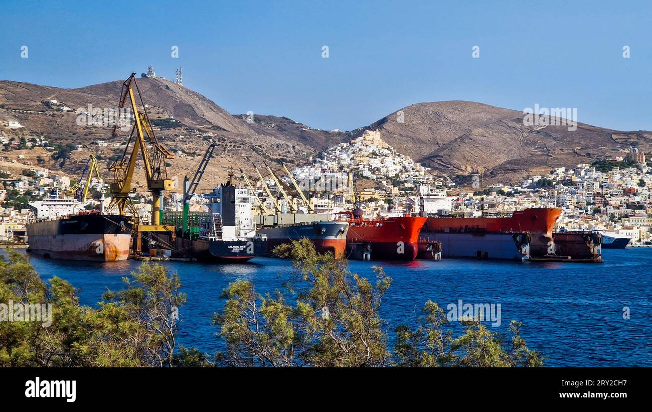 Onex Neorion Shipyard, Syros, island, Greece Stock Photo