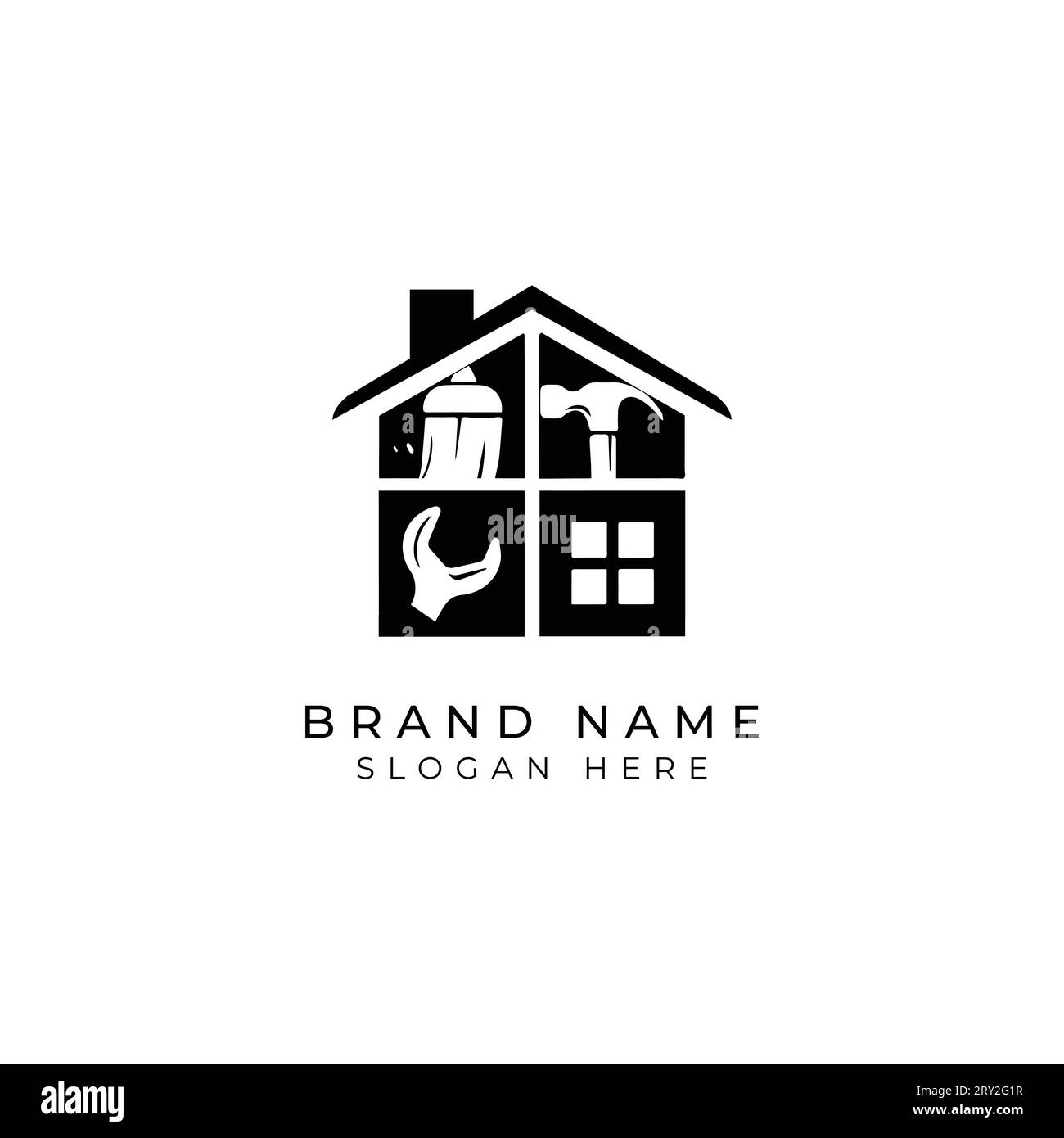 home service vector logo template. this design suitable for home services, repair, construction and painting or building company Stock Vector
