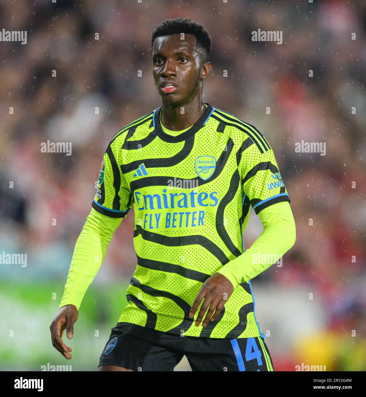 27 Sep 2023 - Brentford v Arsenal - EFL Cup - Gtech Community Stadium  Arsenal's Eddie Nketiah during the match against Brentford.   Picture : Mark Pain / Alamy Live News Stock Photo