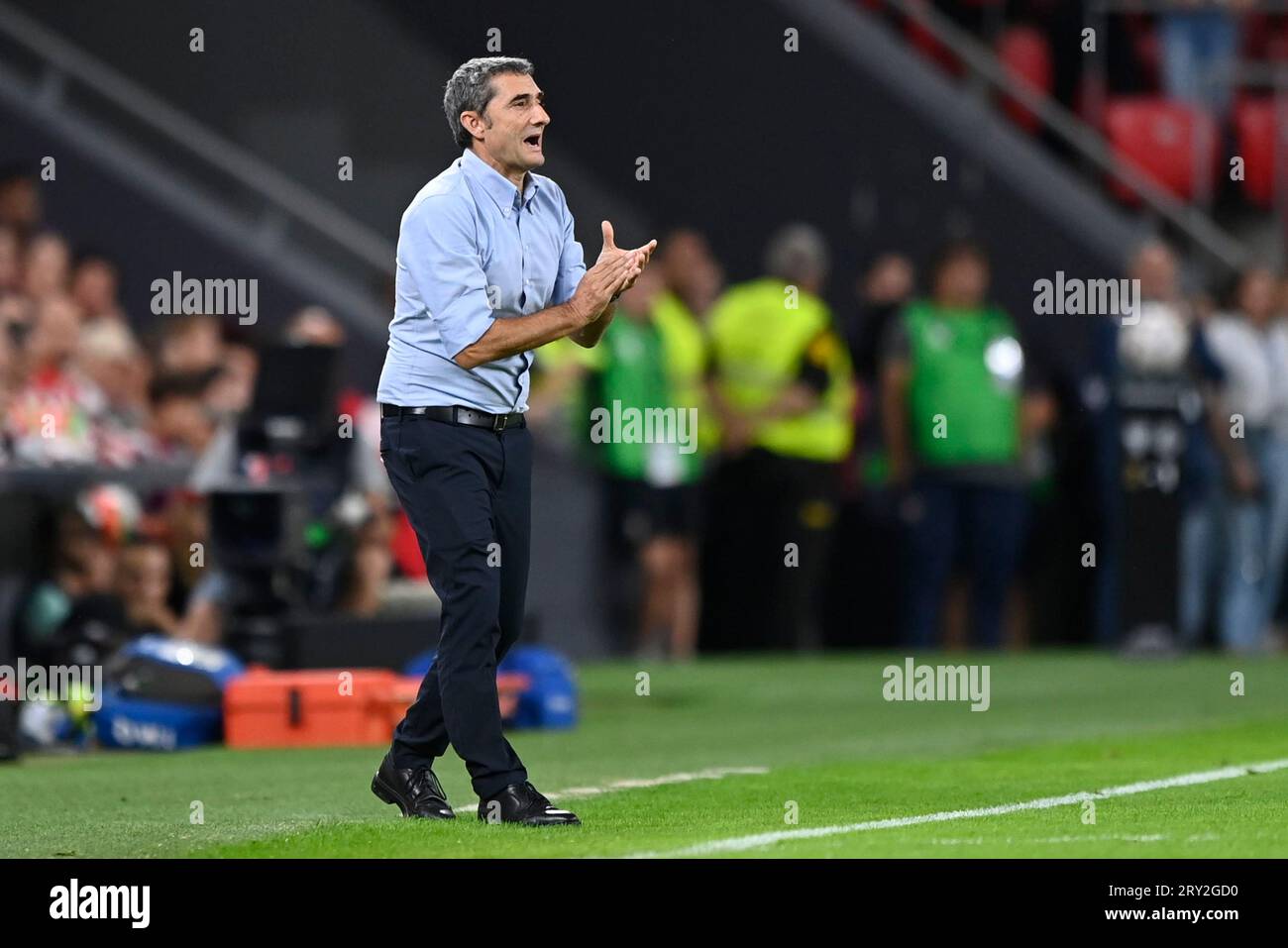 Bilbao, Spain. 27th Sep, 2023. Athletic Club head coach Ernesto Valverde during the La Liga match between Athletic Club v Getafe CF played at San Mames Stadium on September 27 in Bilbao, Spain. (Photo by Cesar Ortiz/PRESSINPHOTO) Credit: PRESSINPHOTO SPORTS AGENCY/Alamy Live News Stock Photo