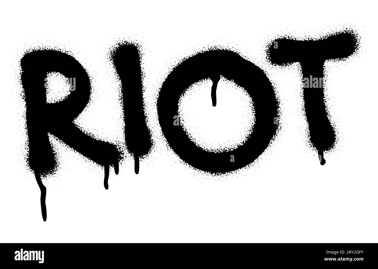 Isolated spray-painted graffiti word RIOT over white. Stock Vector