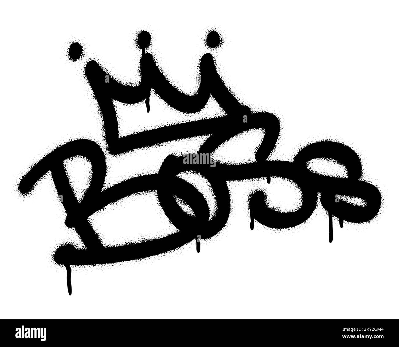 Spray graffiti tagging word BOSS and stylized crown. Stock Vector