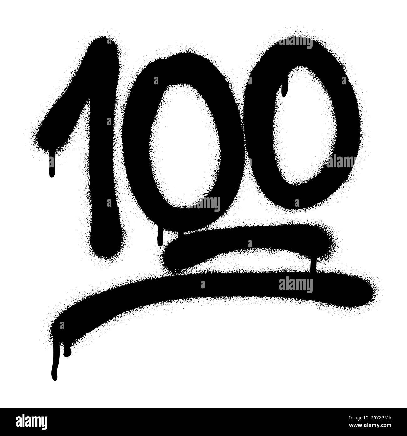 Isolated spray-painted graffiti symbol 100% over white. Stock Vector