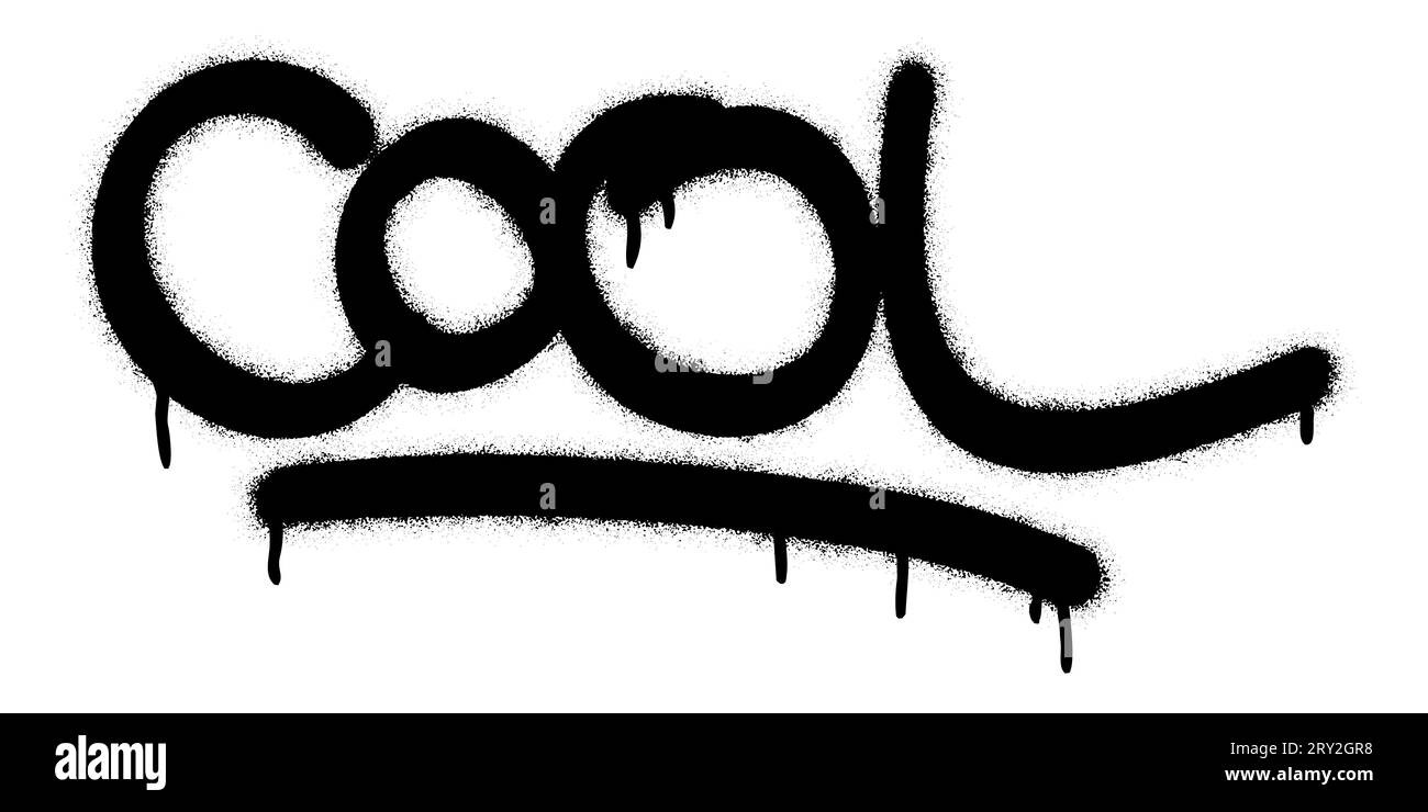 Isolated spray paint graffiti word COOL over white. Stock Vector
