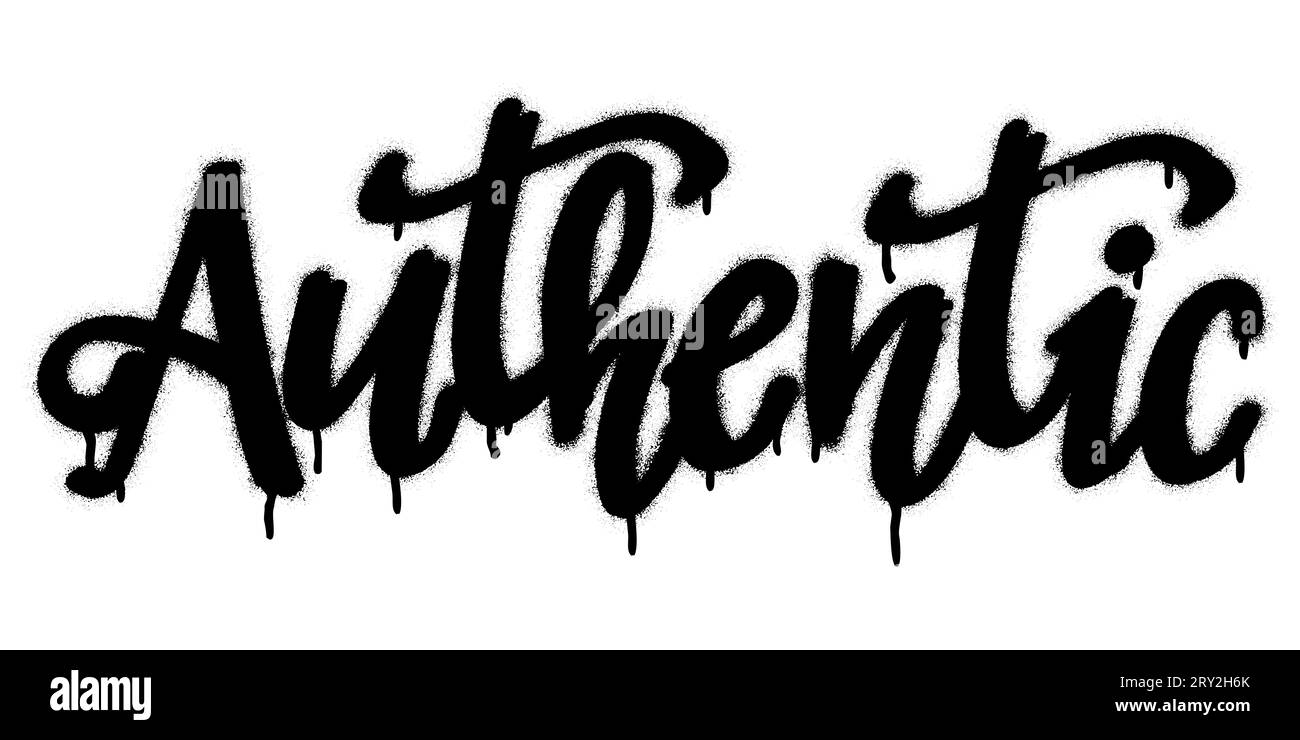 Spray graffiti hand lettering word AUTHENTIC over white Stock Vector