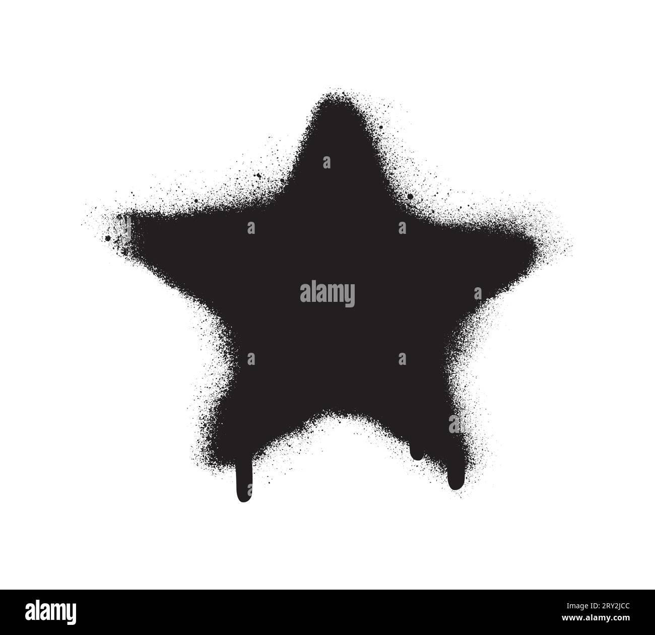 Isolated black FIVE-POINTED STAR on white. Spray graffiti symbol with leakage. Stock Vector