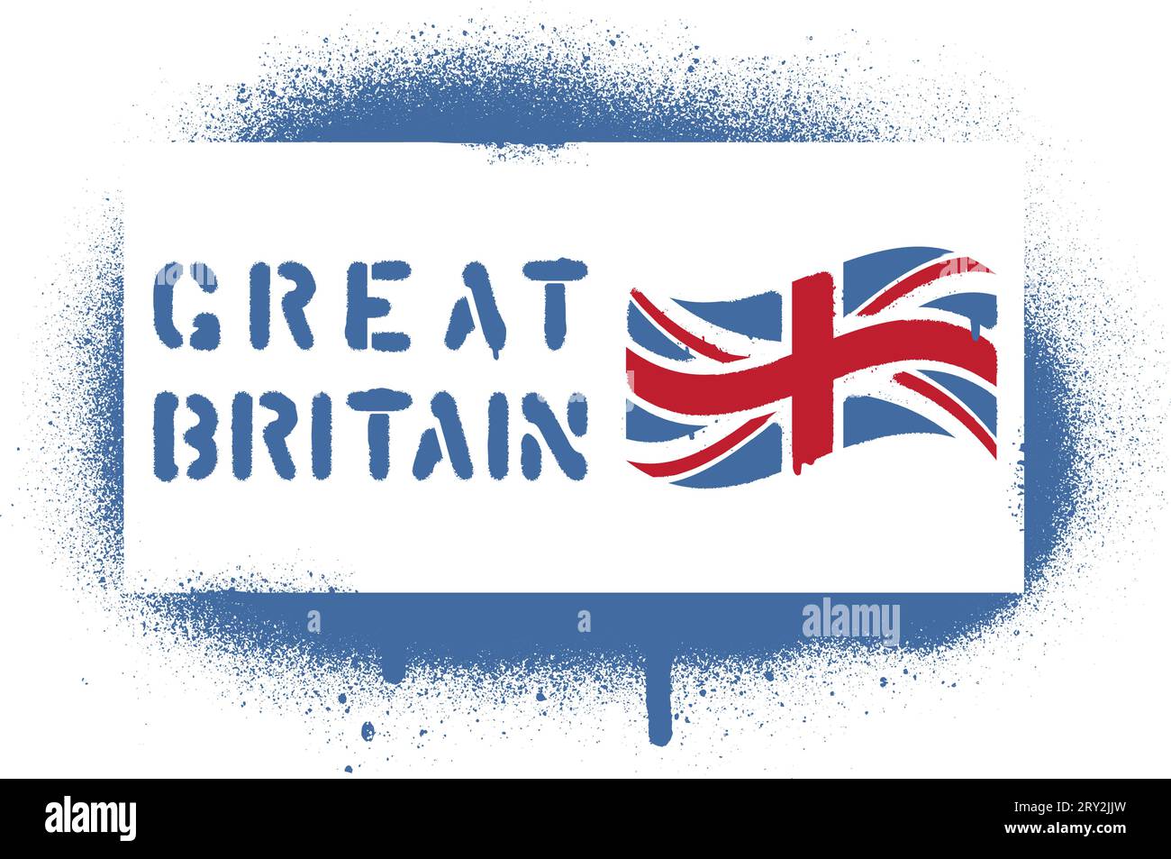 ''Great Britain'' quote and British flag (Union jack). Spray graffiti layer stencil. Stock Vector