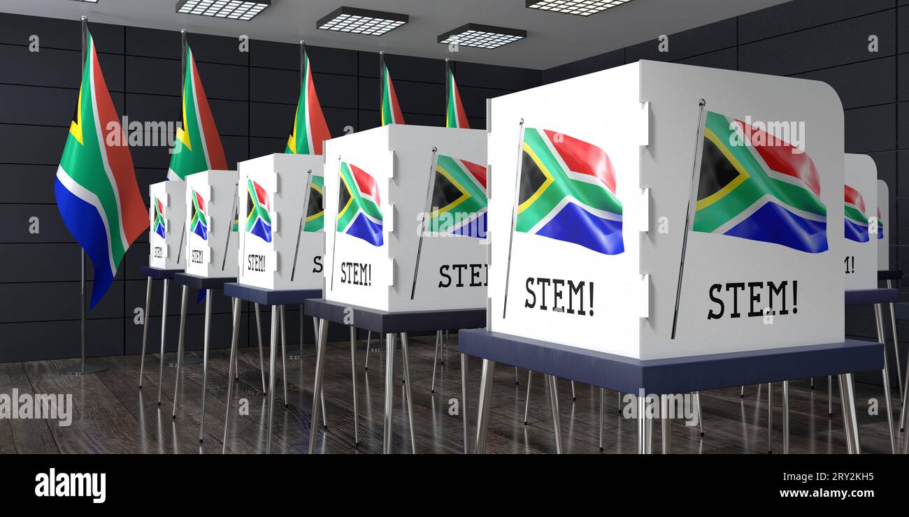 South Africa polling station with many voting booths election