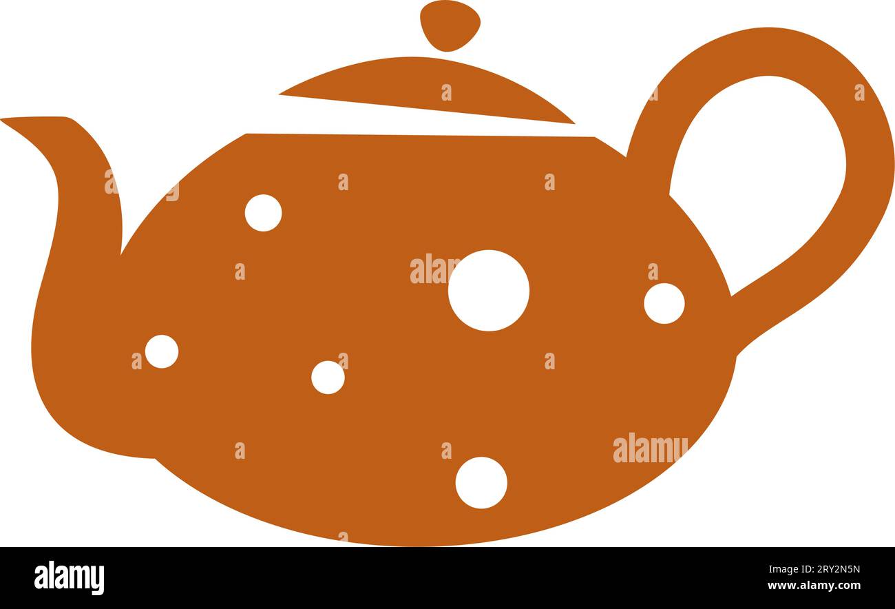 Ceramic teapot with handle and lid, tea brewing Stock Vector