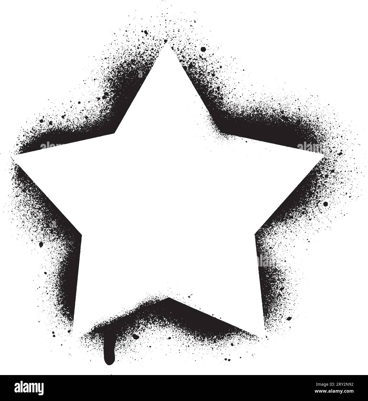 Five-point star stencil template. Spray graffiti texture. Stock Vector