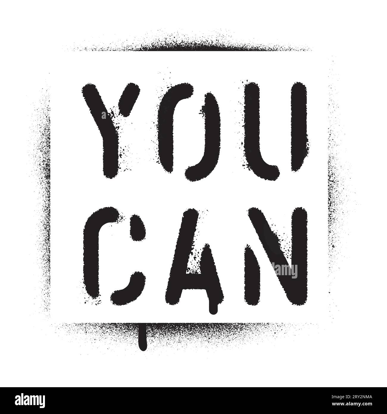 ''YOU CAN''. Motivational quote. Spray paint graffiti stencil. White background. Perfect for card, poster, t-shirt, sticker, print... Stock Vector