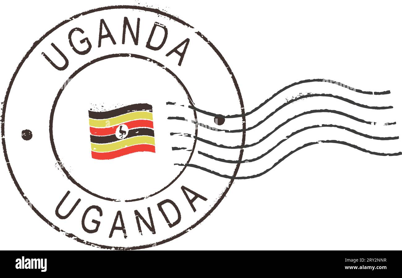 Postal grunge stamp 'Uganda'. Stock Vector
