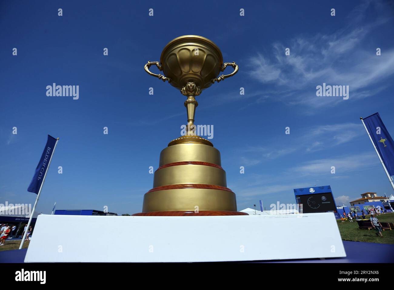 Rome, Italy 28.09.2023:  Official trophy cup of  the ceremony of  RYDER CUP 2023 at Marco Simone Golf & Country Club di Guidonia Montecelio, Roma Stock Photo