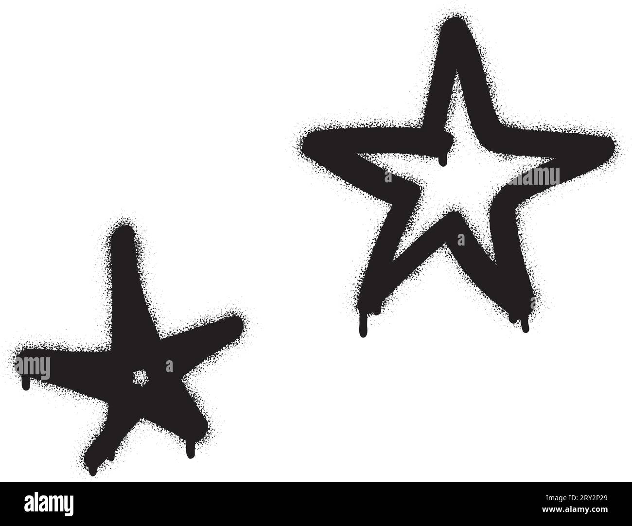 Two black five-point stars. Spray paint graffiti. Stock Vector