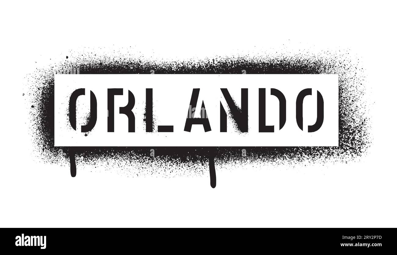 ORLANDO quote. City in the U.S. state of Florida. Spray graffiti stencil Stock Vector Image