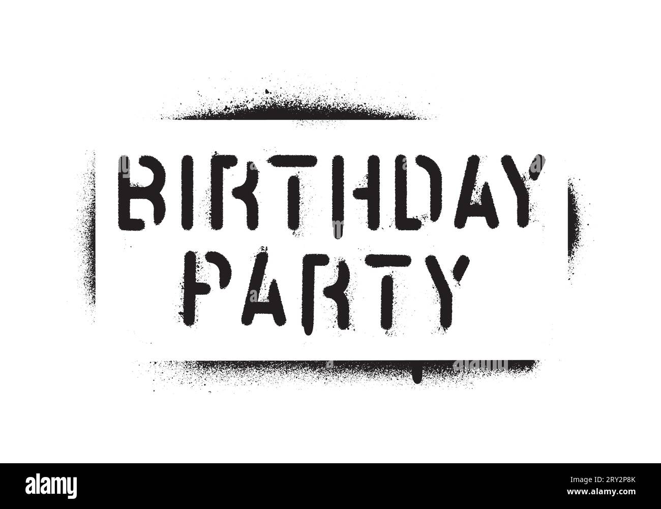 Isolated BIRTHDAY PARTY quote. Spray paint graffiti stencil. Stock Vector