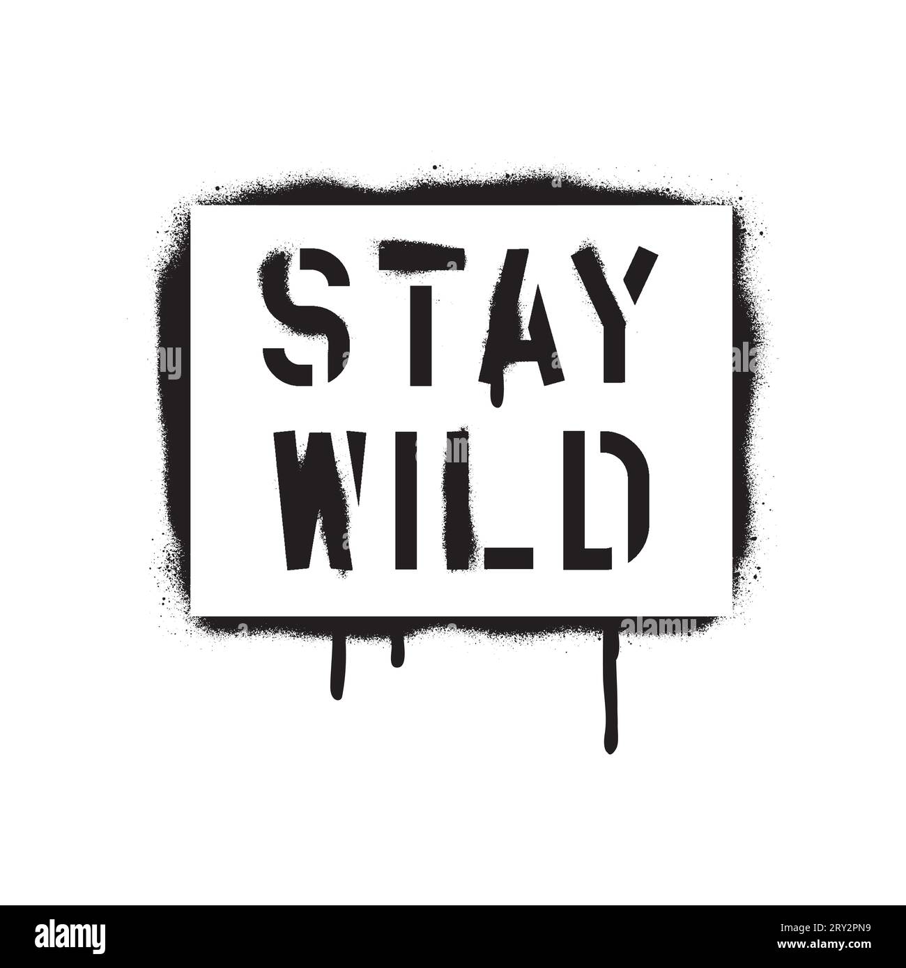 STAY WILD. Motivational quote. Save the nature concept. Spray paint graffiti stencil. Stock Vector