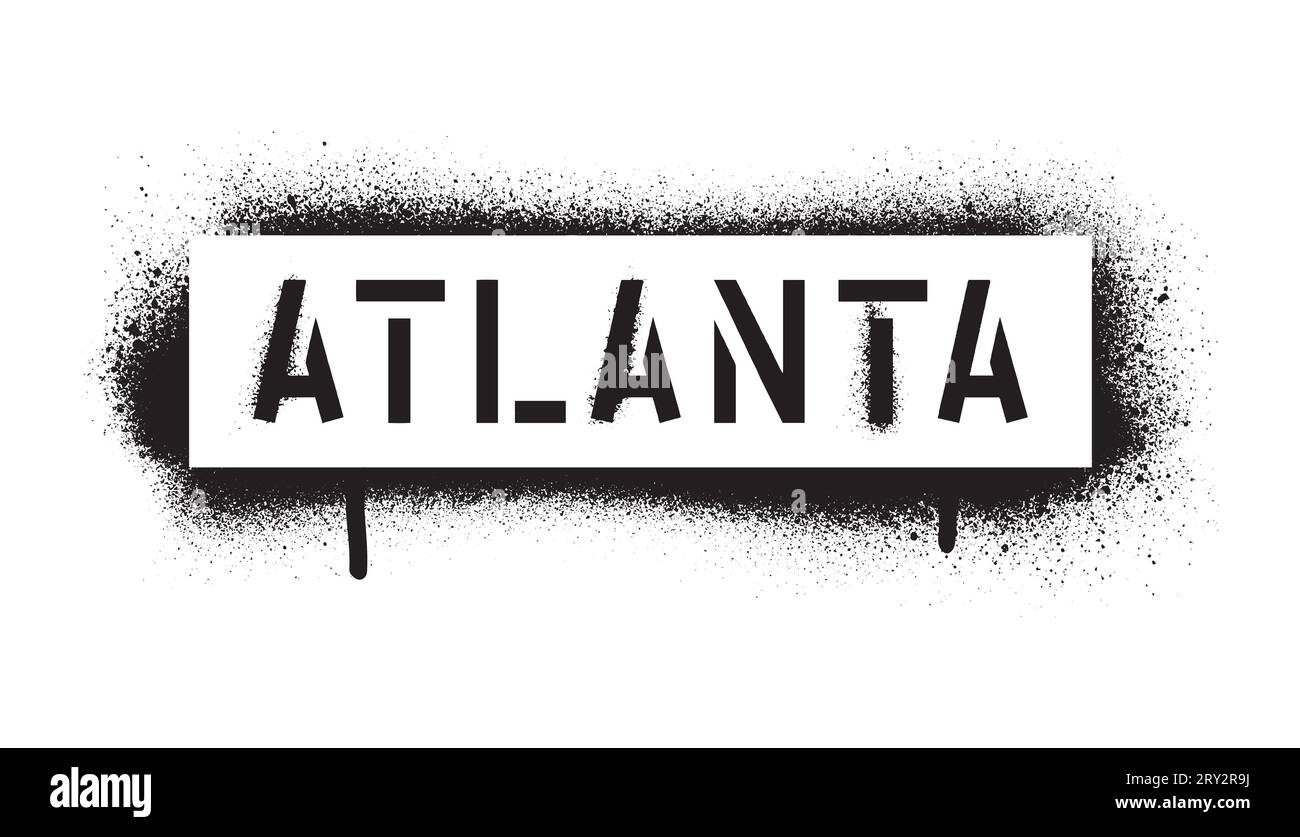 ATLANTA quote. Capital city in the U.S. state of Georgia. Spray graffiti stencil. Stock Vector
