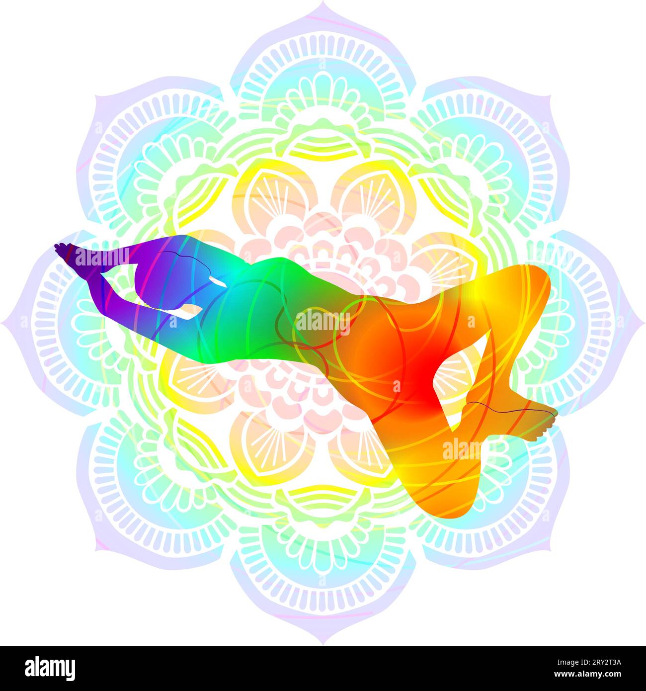 Colorful silhouette yoga posture. Extended Supine Bound Angle pose ...