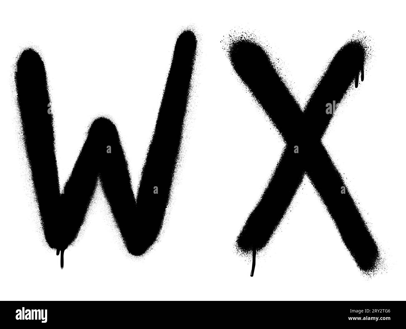 Black spray graffiti letters ''W'', ''X''. Part 12 Stock Vector Image