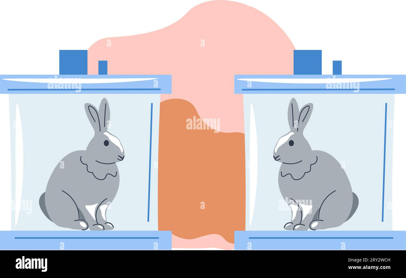 Cloning and genetic modification of bunnies hares Stock Vector