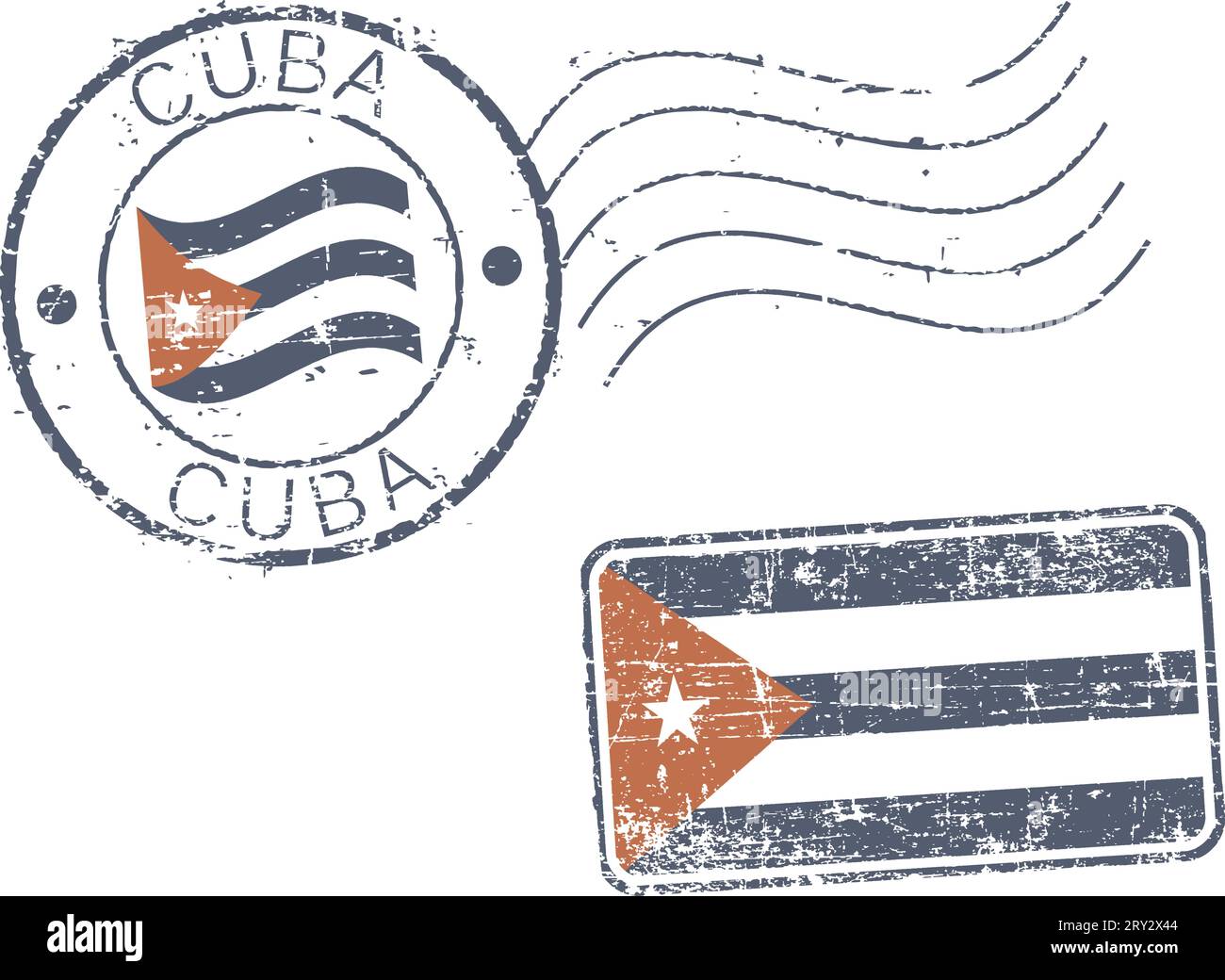 Two postal grunge stamps 'Cuba' Stock Vector