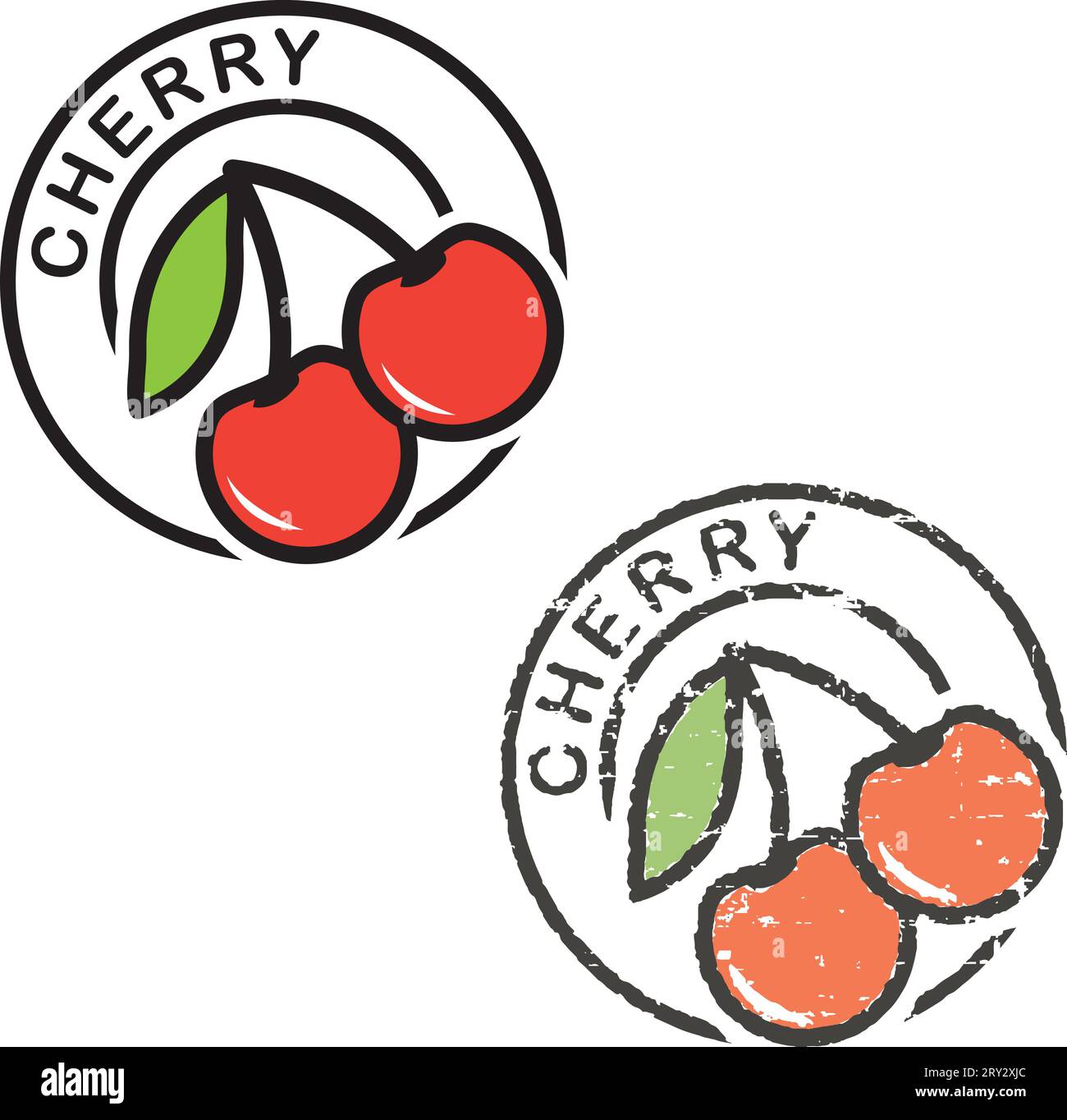 Two round stamps 'Cherry' Stock Vector