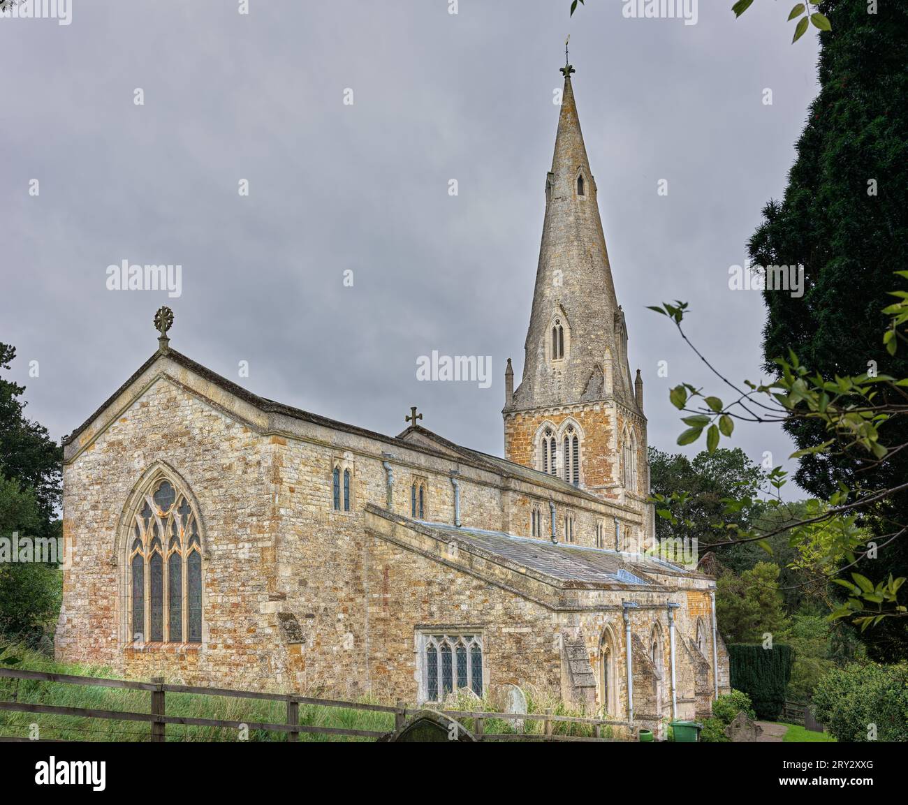 Spire over the medieval christian parish church of St Mary Magdalene in