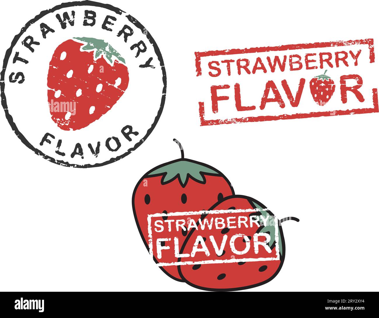 Grunge stamps 'Strawberry flavor' Stock Vector