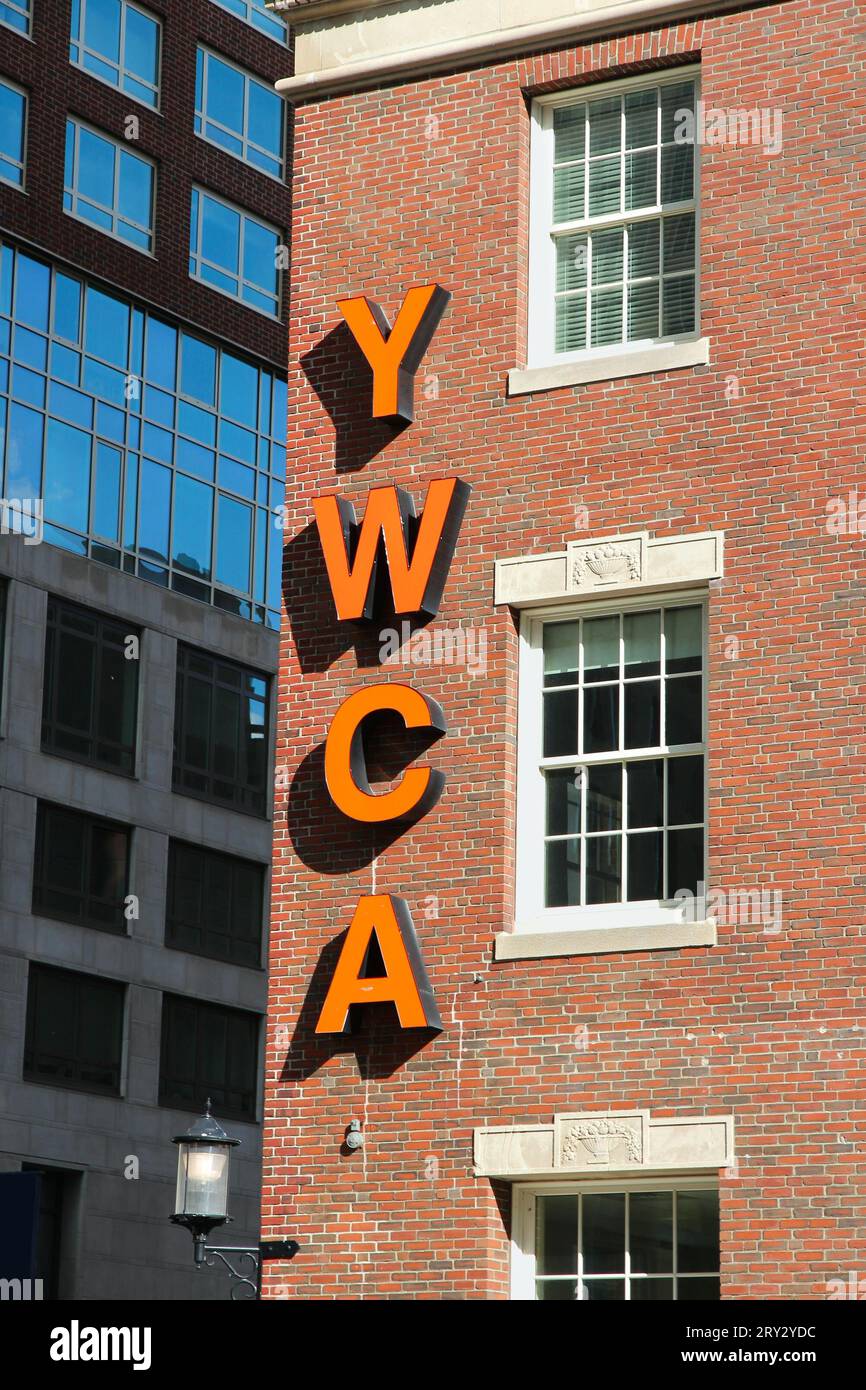 BOSTON, UNITED STATES - JUNE 8, 2013: YWCA building in Boston. YWCA or Young Women's Christian Association is a nonprofit organization. Stock Photo