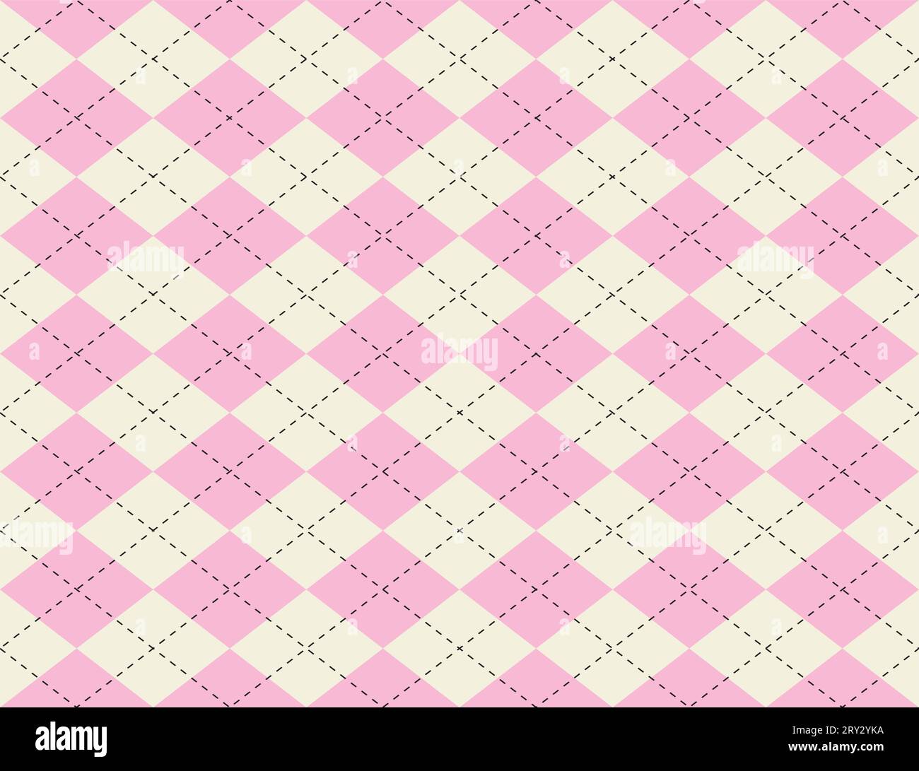 Argyle seamless pattern. Pink, white, black color. Stock Vector