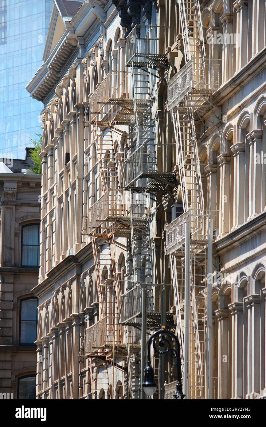 SoHo neighborhood in New York. Old architecture of Broome Street Stock ...