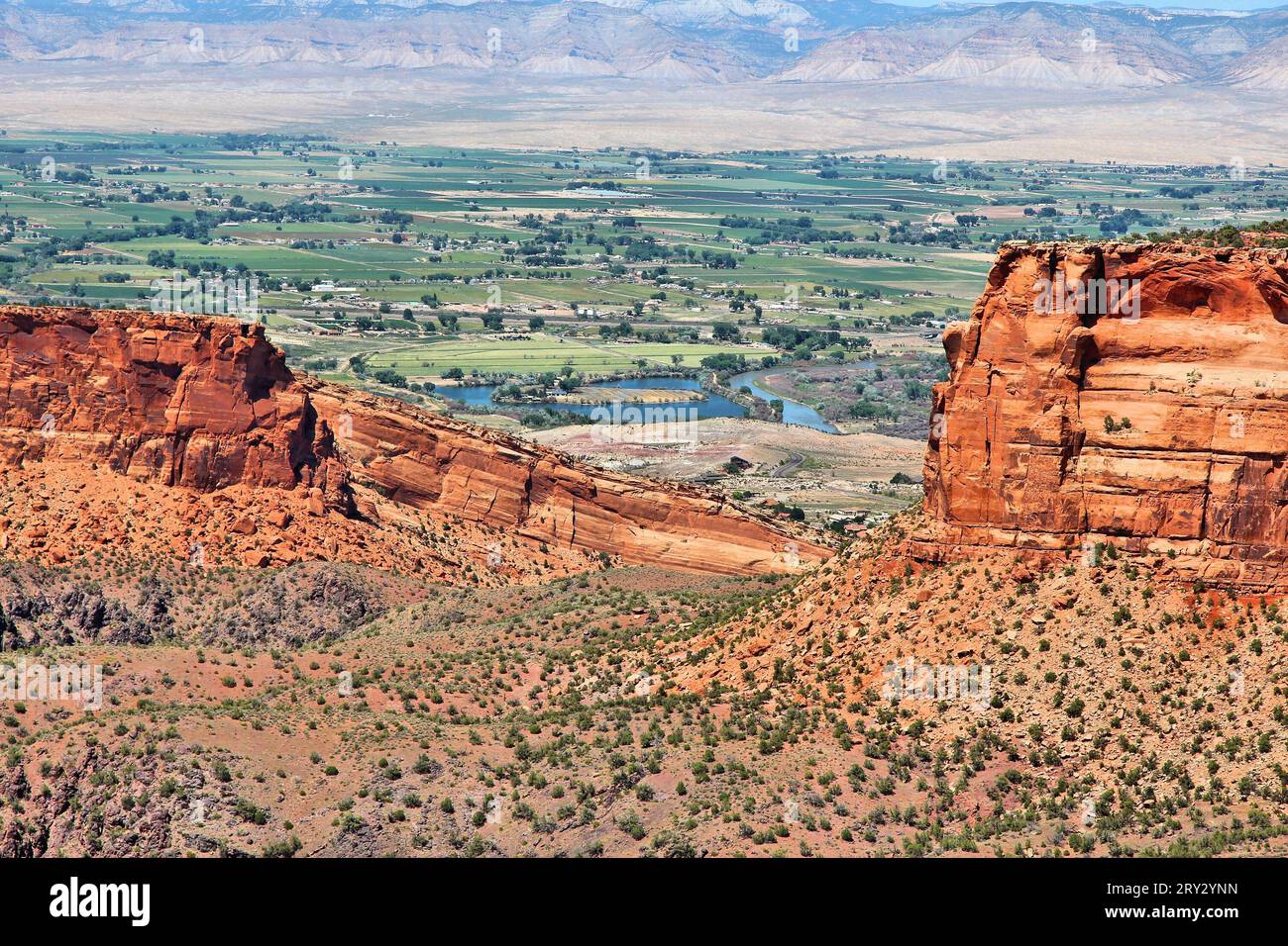 Grand Valley agriculture land in Colorado. Fruit growing fields in
