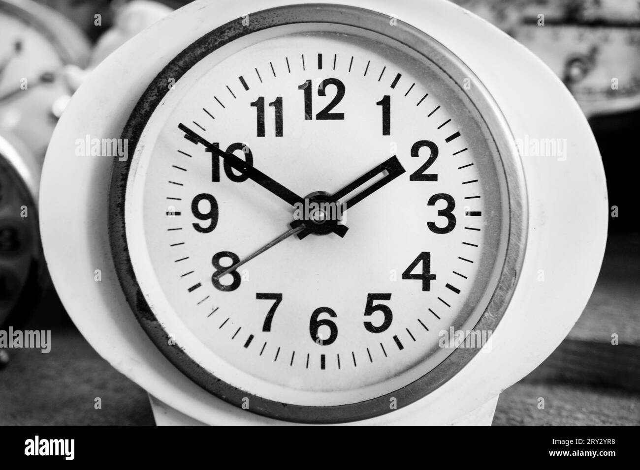 black and white clock, alarm clock,Old Vintage antique clock, Retro