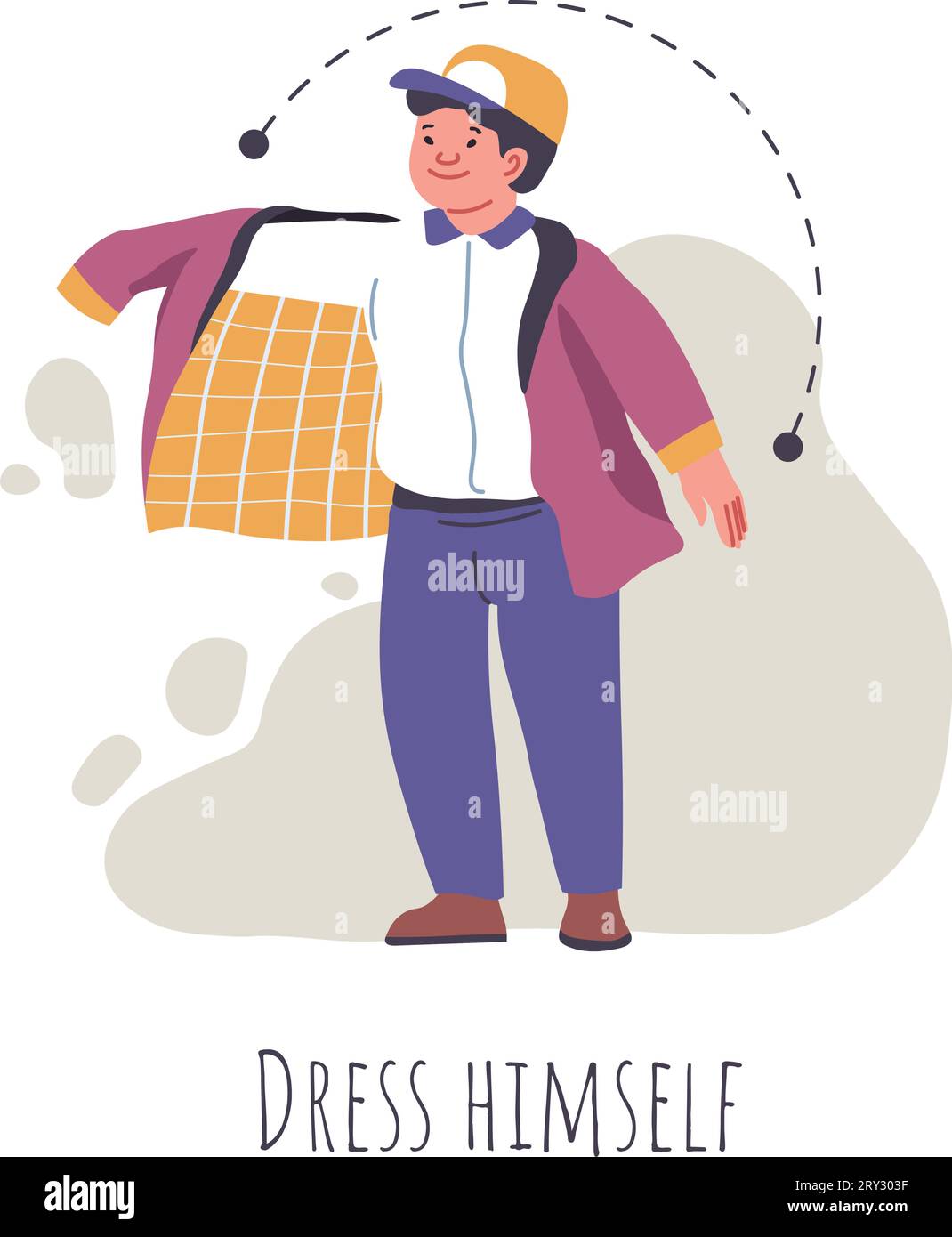 Ability to dress oneself, isolated kid with down syndrome putting