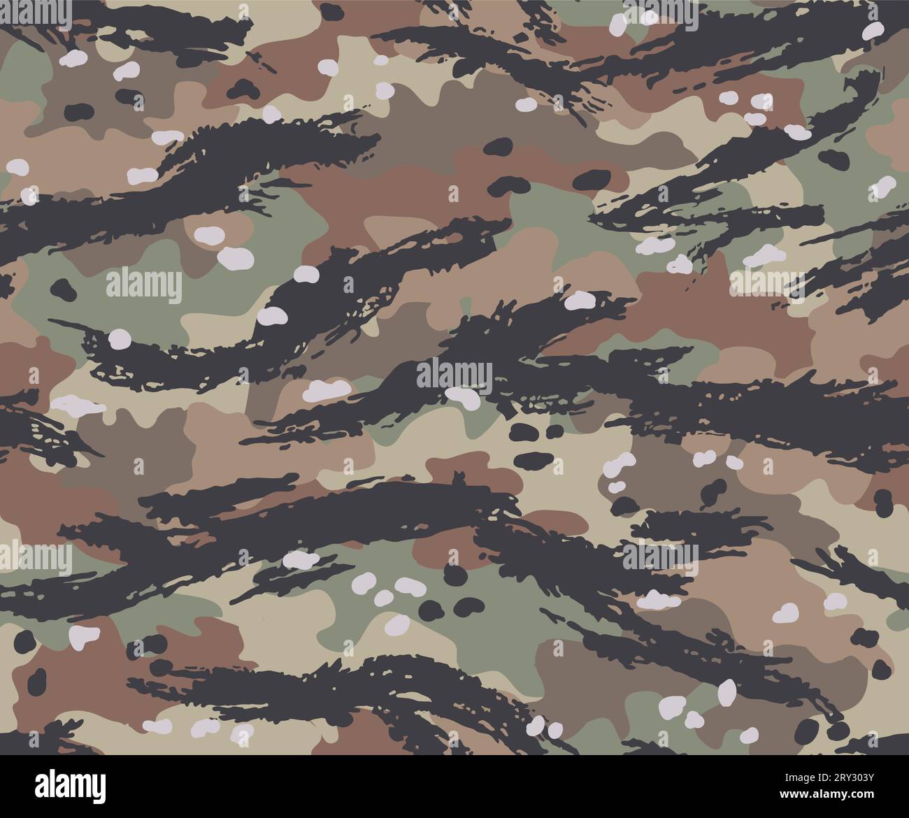 Camouflage multicolor seamless pattern with tiger stripes. Stock Vector