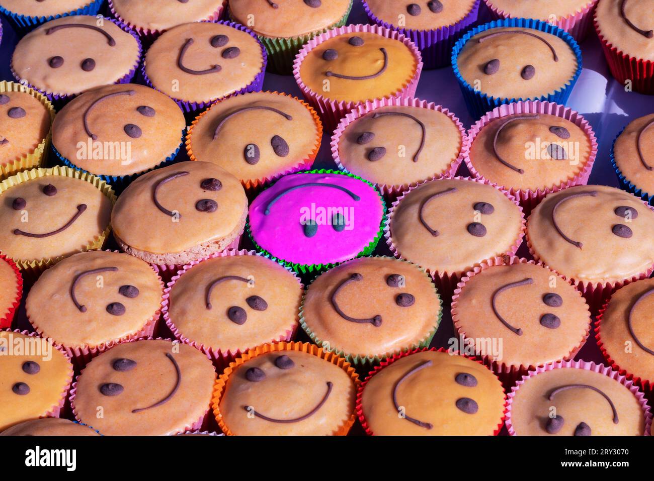 Smiley in a cheerful group. Smiley faces on background. Top view. smile ...
