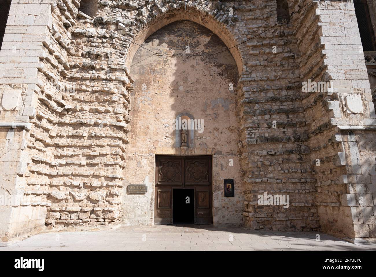 Mary Magdalene Basilica entrance, Saint Maximin La Sainte Baume, France Stock Photo