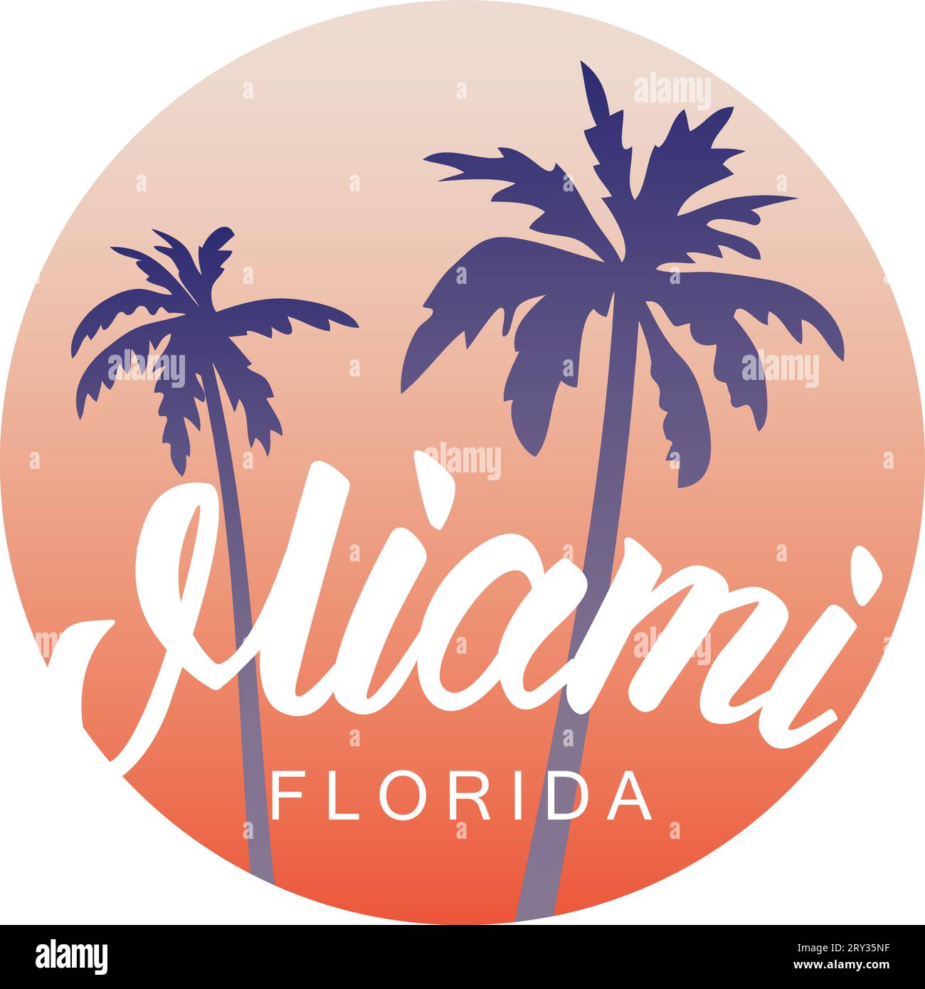 ''MIAMI-FLORIDA'' artwork for t-shirt, poster, postcard...Hand lettering typography. Stock Vector