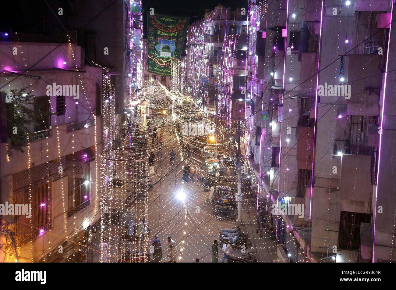 A beautiful illuminated view of the Chakla Street decorated with lights in connection of 12th