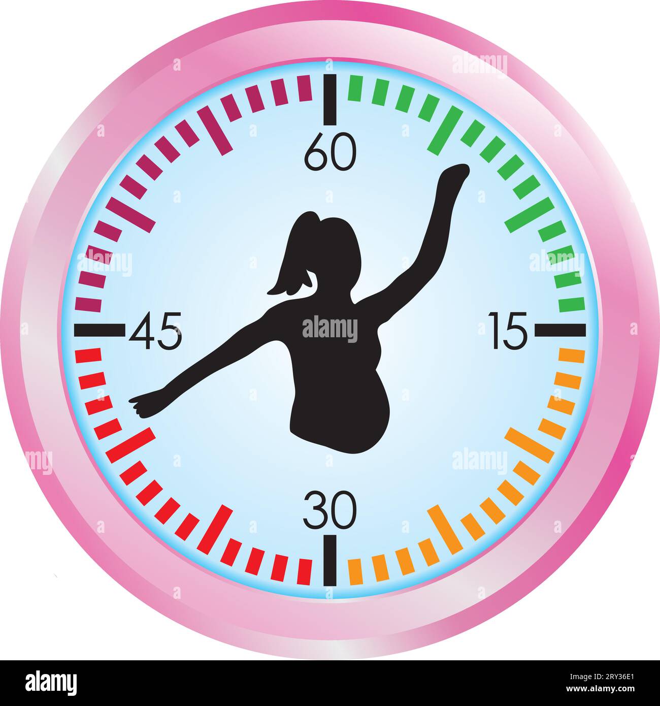 Silhouette of a pregnant woman within biological clock.Maturity and nativity concept.Vector illustration Stock Vector