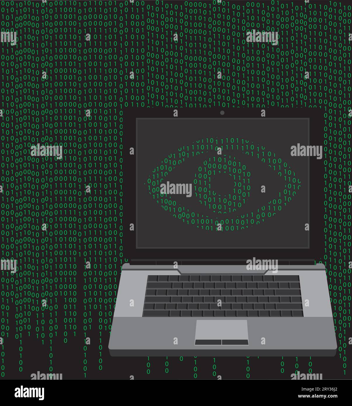 Internet control and surveillance concept.Matrix background. Vector illustration Stock Vector