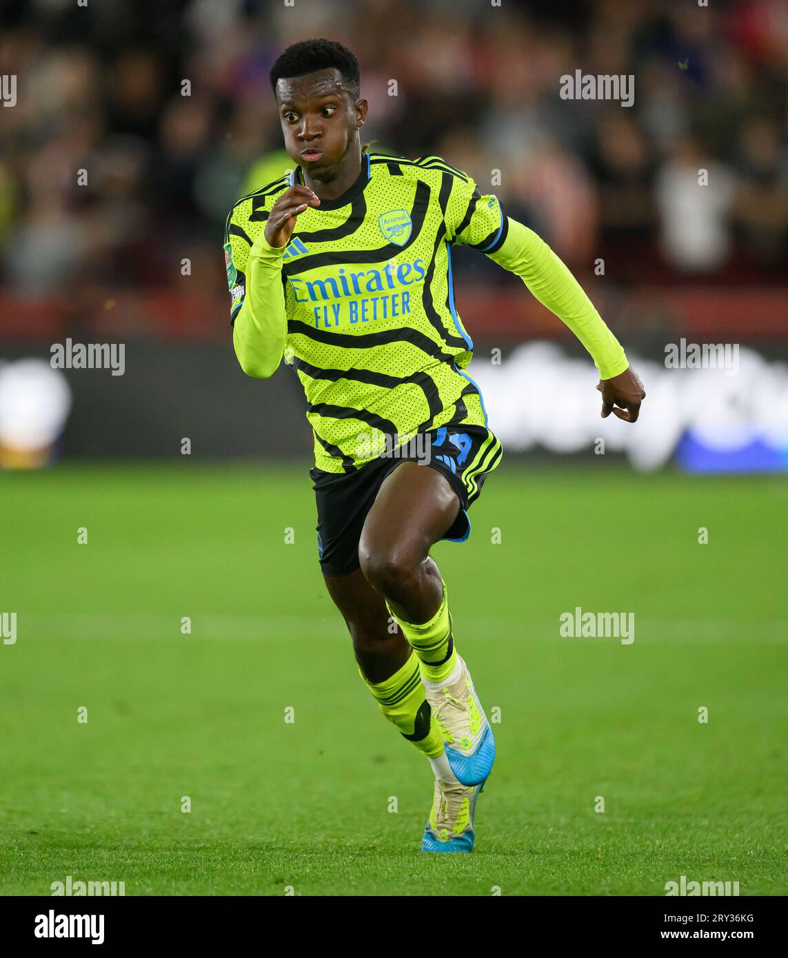 27 Sep 2023 - Brentford v Arsenal - EFL Cup - Gtech Community Stadium  Arsenal's Eddie Nketiah during the match against Brentford.   Picture : Mark Pain / Alamy Live News Stock Photo