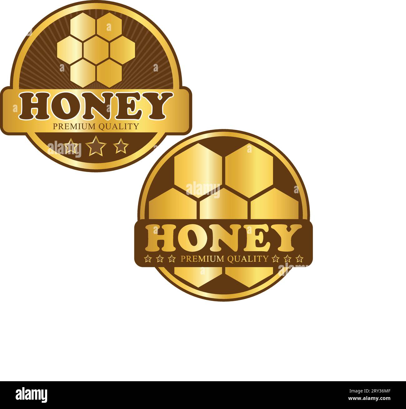 Golden brown honey labels Stock Vector