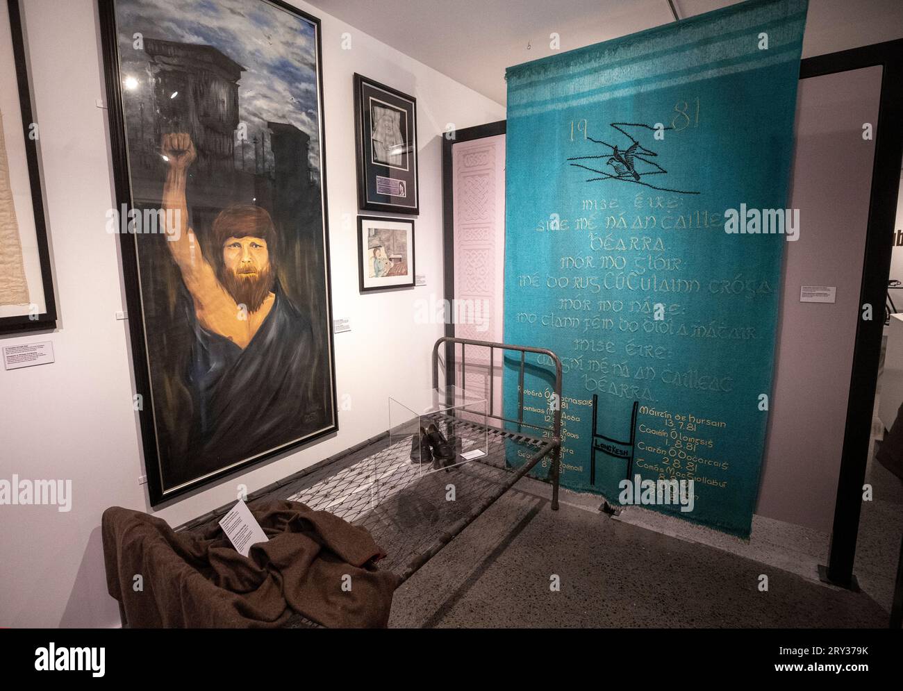 Display on political prisoners with an image of Kieran Nugent "on the