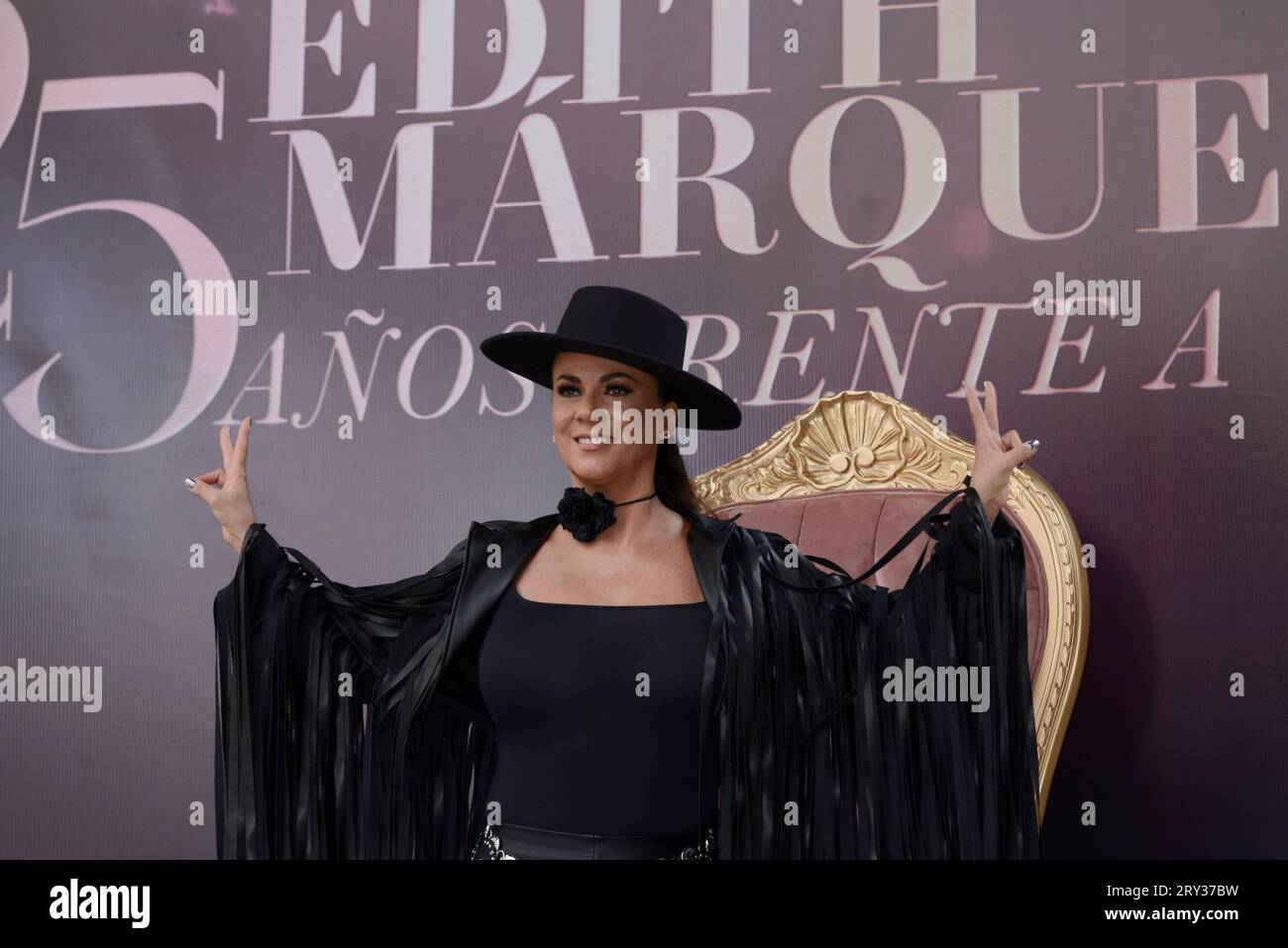 Mexico City, Mexico. 27th Sep, 2023. Singer Edith Marquez attends a press conference to promote their tour ‘ 25 years in front of you' (25 Años Frente a ti) to celebrate 25 years of their career as singer at National Auditorium. on September 27, 2023 in Mexico City, Mexico. (Photo by Carlos Tischler/Eyepix/Sipa USA) Credit: Sipa USA/Alamy Live News Stock Photo